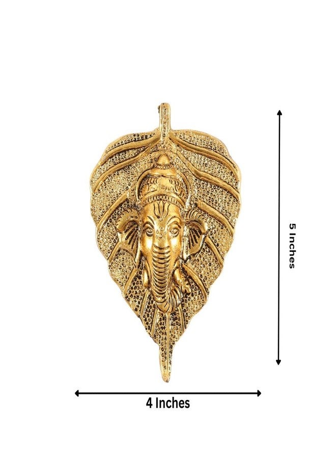 HEYEARTH Lord Ganesh Wall Hanging for Home Entrance,Ganesha Figurine,Lord Ganesha Idol Statue for Home Temple,Office,Gifts.Ganpati Ganesha Idol for Home Decor - Gold - 5 Inches - Image 5